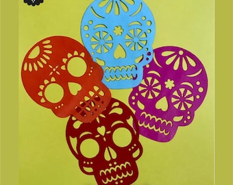 Sugar Skull SVG Bundle | Día de Muertos Papel Picado | Template DIY for Cricut and Laser Cut | Skull Decoration Files for Party & Crafts
