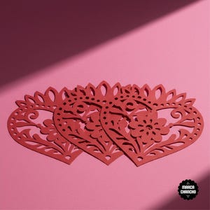 Valentine Hearts SVG Bundle | Mexican Talavera Hearts for Cricut & Silhouette | Papel Picado Style Cut Files image 5