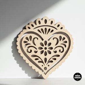 Valentine Hearts SVG Bundle | Mexican Talavera Hearts for Cricut & Silhouette | Papel Picado Style Cut Files image 4