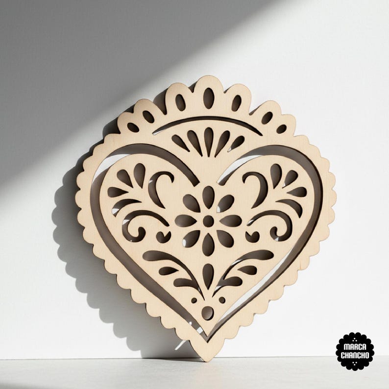 Valentine Hearts SVG Bundle | Mexican Talavera Hearts for Cricut & Silhouette | Papel Picado Style Cut Files image 4