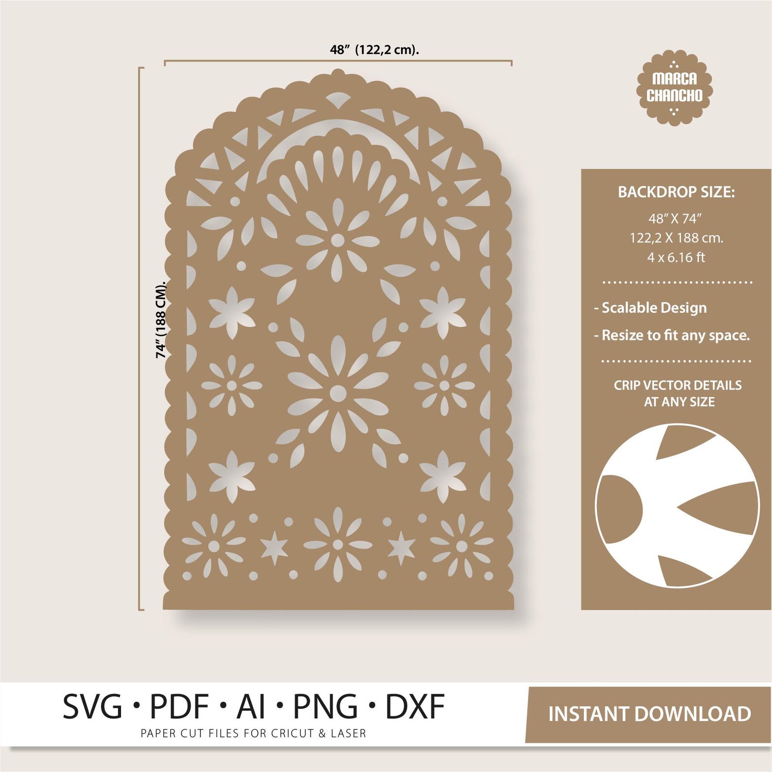 Wedding Backdrop SVG | Arch Panel Laser Cut File | Talavera Arch ...