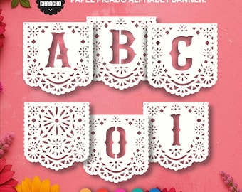Mexican Fiesta Alphabet SVG | Papel Picado Letters | Cut Files for Cricut & Silhouette | Party Banner | Font SVG - Craft Bundle