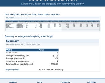 COGS Calculator Excel Spreadsheet: Landed Cost, Margin and Product Pricing