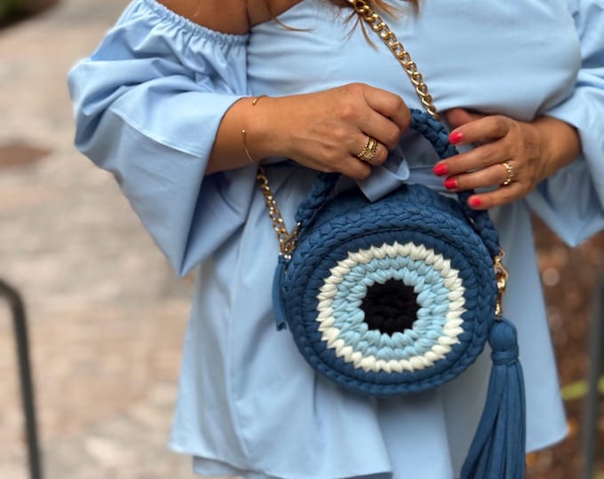 Featured listing image: Handmade Lucky Eye Crochet Bag