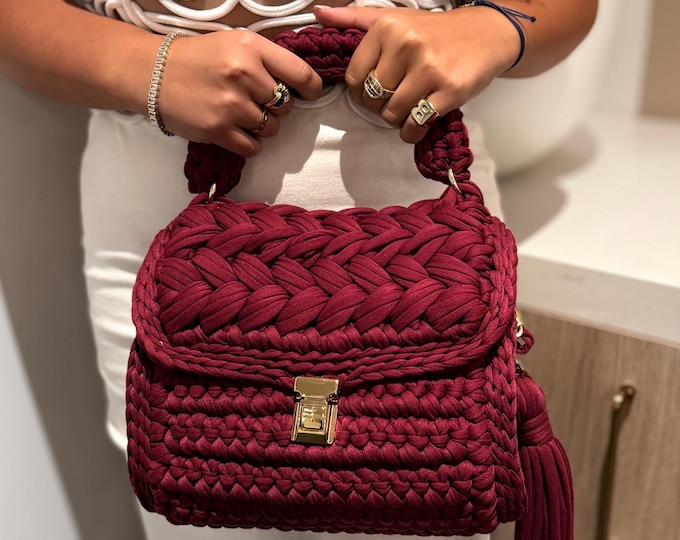 Featured listing image: Boho Handmade Crochet Elegant Hand Knitted Purse Bag