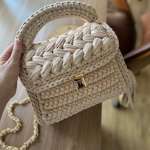 Handmade Gringa Bag Crochet Elegant Hand Knitted Purse Bag, Shoulder Crochet Bag, Hand Woven Clutch Bag, Boho Style Purse