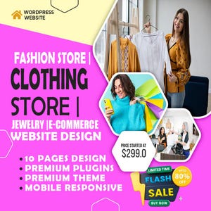 I will create clothing store wordpress website with woocommerce