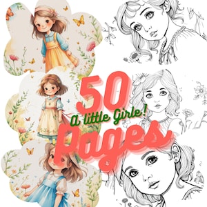 50 Cute & Beautiful Girl Coloring Pages | Printable Kawaii Girls | Digital Download Coloring Book