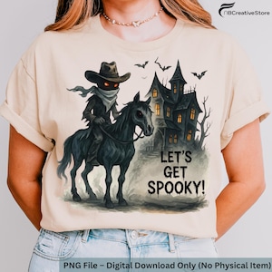 Spooky Halloween Cowboy PNG | Ghost Rider & Skeleton Horse Digital Art