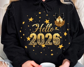 Hello 2026 PNG, New Year Clipart, Gold Leopard Print Design, Glam PNG, Digital Download