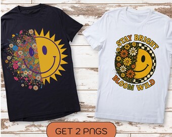 Retro Herbst Smiley PNG | Floral Herbst Sublimation Design (Digitaler Download)