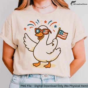 Funny Patriotic Goose Digital |4th of July Goose Clipart |USA Independence Day Art |American Flag Glasses Goose PNG |Cute Goose Illustration