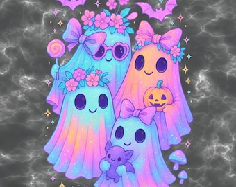 Pastel citrouille fantôme PNG | Clipart Halloween irisé | Fichier de téléchargement numérique Ghost