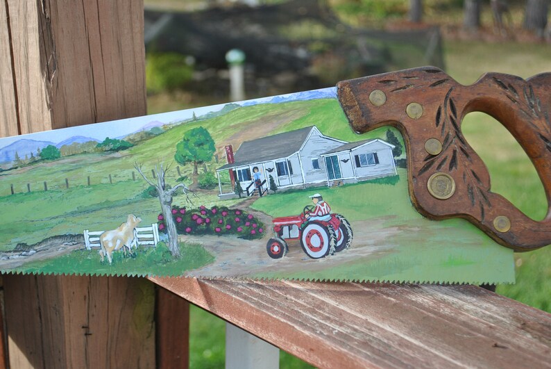 Custom Hand Painted Saw Painted Saw Blade Family Farm on a Etsy