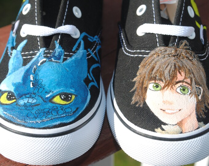 New Cute Toothless and Hiccup Design Vans shoes for children size 10 - SOLD