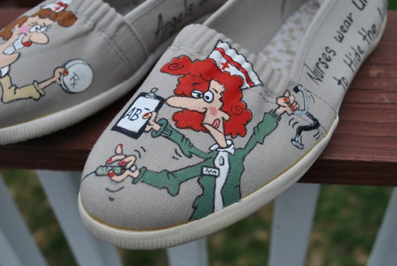 Nurses OHHHH Nurses Funny Hand Painted Sneakers just for you size 7 SOLD