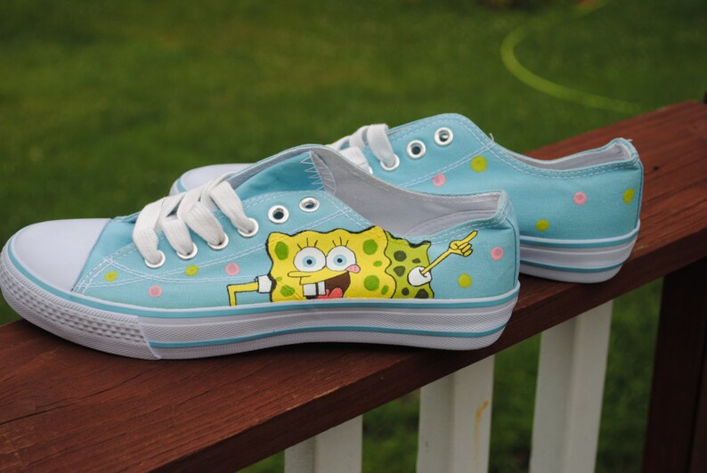 Vendido divertido Bob Esponja a mano zapatillas pintadas Etsy
