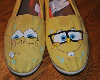 For Sale Hand painted sponge bob size 9 sneakers  READY TO SHIP