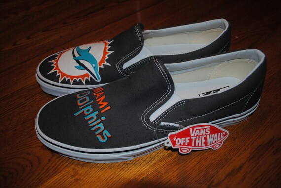 New Custom Hand Charcoal Grey Vans Slip With Miami | Etsy