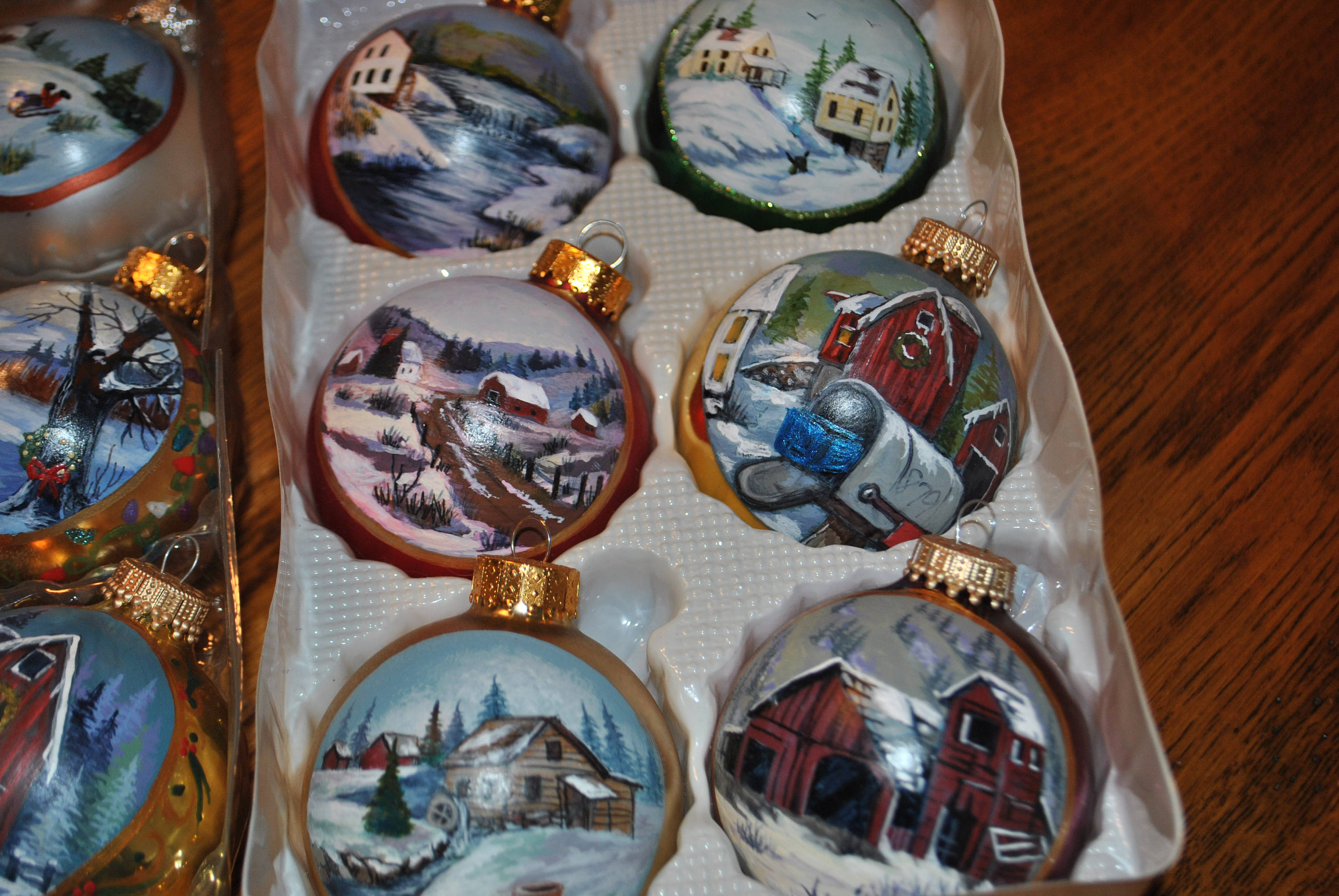 Hand Painted Christmas Ornaments package of 6, comes with