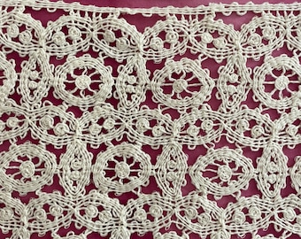 7" ivory cotton wide boho crochet-look lace trim