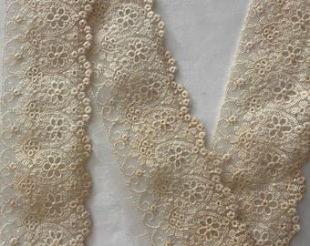 Cream 3 1/4" Cotton Embroidered Veil Net Lace