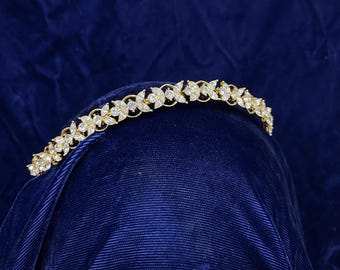 Subtle elegant rhinestone gold bridal tiara