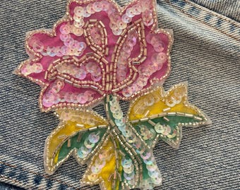 Vintage sequin rose applique