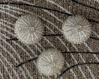 Vintage silver beaded 1" buttons with shank attachment - packs of 3, 6, or 12