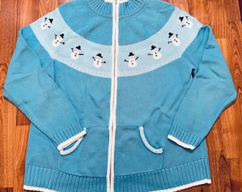 Vintage Quacker Fabrik Pullover Weihnachten/Winter Strickjacke