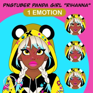 Cute Neon Panda PNG Tuber | Anime Girl PNGTuber | Premade Model