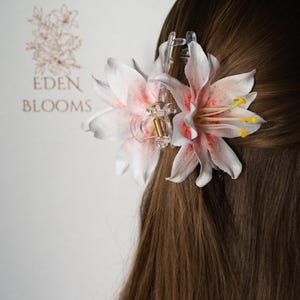 White Lily Flower Hair Clip