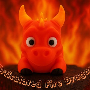 Red Articulated Dragon, Flexible Animal, Moving Toy, Cute Reptile, 3D Printed Creature, Articulated Keychain