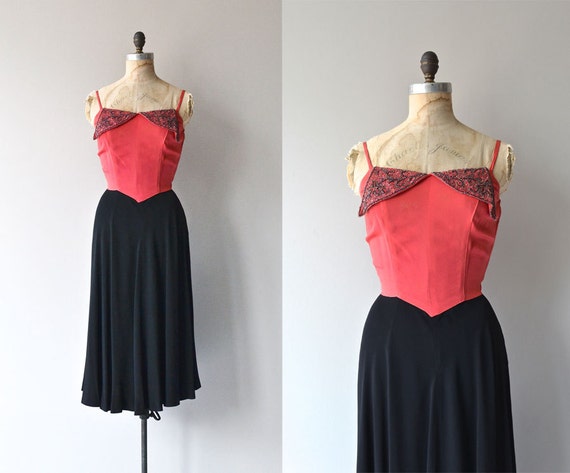 1940's Beaded Cocktail Dress -- Vintage 40's Dress
