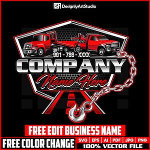 Towing Logo Design, Tow Logo, Towing Car Logo, Tow Truck 18 Wheeler Logo, Semi Truck Logo, Custom Truck Logo, Towing Svg, Trucking Logo