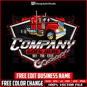 Towing Logo Design, Tow Logo, Towing Car Logo, Tow Truck 18 Wheeler Logo, Semi Truck Logo, Custom Truck Logo, Towing Svg, Trucking Logo
