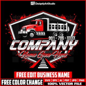 Dump Truck Logo, Trucking Logo Design, Construction Trucking Company Sign Logo, Junk Removal Logo, Cargo Logo, Mack Truck Industrial Logo
