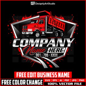 Dump Truck Logo, Trucking Vector, Construction Truck, Heavy Duty Logo, Transport Logo, Cargo Logo, Rentals Logo, Mack Truck Industrial Logo