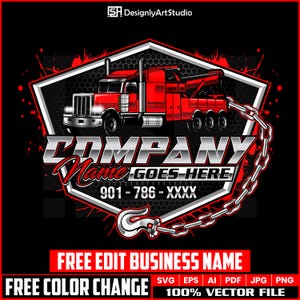 Towing Logo Design, Tow Logo, Towing Car Logo, Tow Truck 18 Wheeler Logo, Semi Truck Logo, Custom Truck Logo, Towing Svg, Trucking Logo