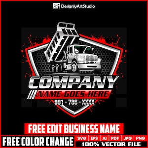 Dump Truck Logo, Trucking Logo Design, Construction Trucking Company Sign Logo, Junk Removal Logo, Cargo Logo, Mack Truck Industrial Logo