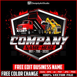 Dump Truck Logo, Trucking Logo Design, Construction Trucking Company Sign Logo, Junk Removal Logo, Cargo Logo, Mack Truck Industrial Logo
