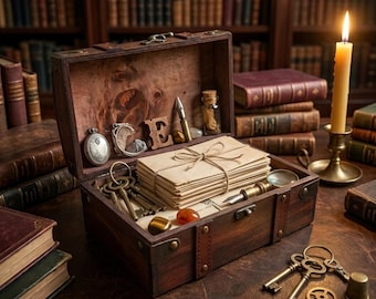 Retro Wooden Treasure Chest Box with Lock | Vintage Decorative Storage Keepsake