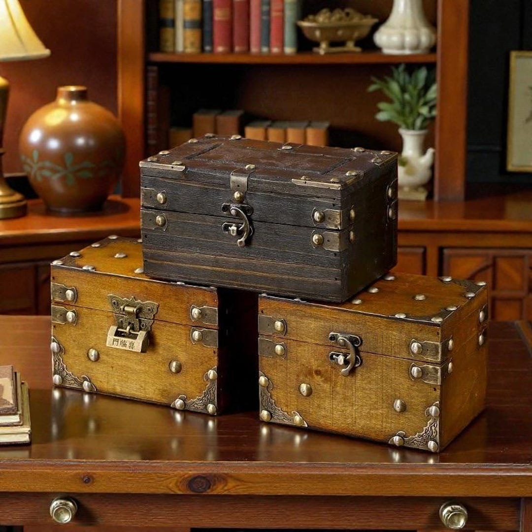 Vintage Wooden Treasure Chest – Lockable Jewelry Keepsake Box - Etsy