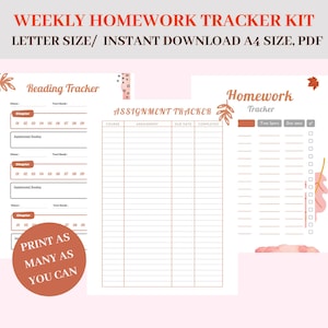Student Homework Planner: Weekly Assignment Tracker, Class Schedule (PDF Download)
