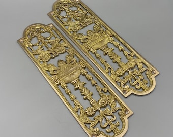 2x Solid Brass Push Plate: Decorative Door Hardware - Heavy Decorative Finger Plate