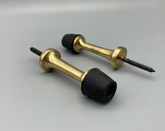 Pair of Solid Brass Projection Door Stop - Screw Fixed - 63mm - Pack of 2pcs