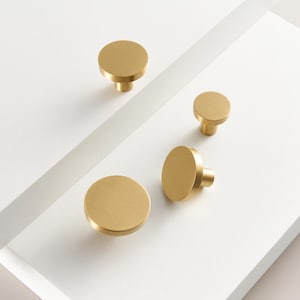 Messing Runde Knäufe - Solide Gebürstet Messing Knäufe - 20 mm bis 32 mm