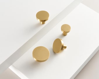 Perillas redondas de latón - Perillas para cajón de latón macizo cepillado - 20 mm a 32 mm
