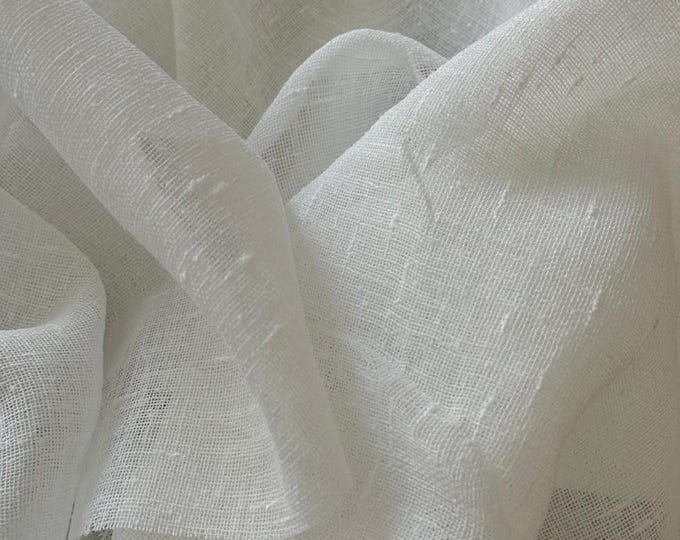 Featured listing image: Selene Textured White Sheer Curtains - Made to Measure Voile Curtains – Textured Sheer Curtain, Custom Curtain, Poly Blend Curtain, 1 Panel