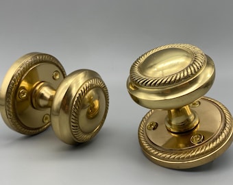 Set di pomelli in ottone massiccio stile georgiano - Coppia di pomelli da 65 mm